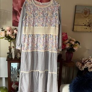 POL Multicolor Floral and Stripe Maxi Dress